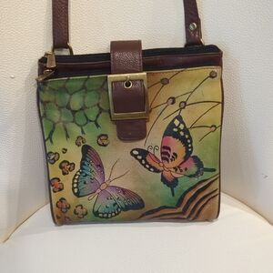 Anuschka Multicolor Butterfly Crossbody Bag